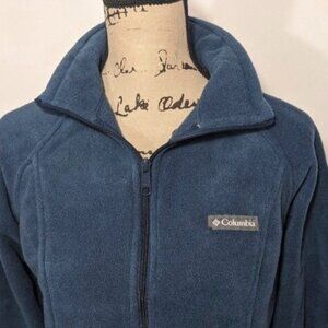 NWOT Columbia Womens Full Zip Fleece Jacket Blue Teal Pockets Sweatshirt L